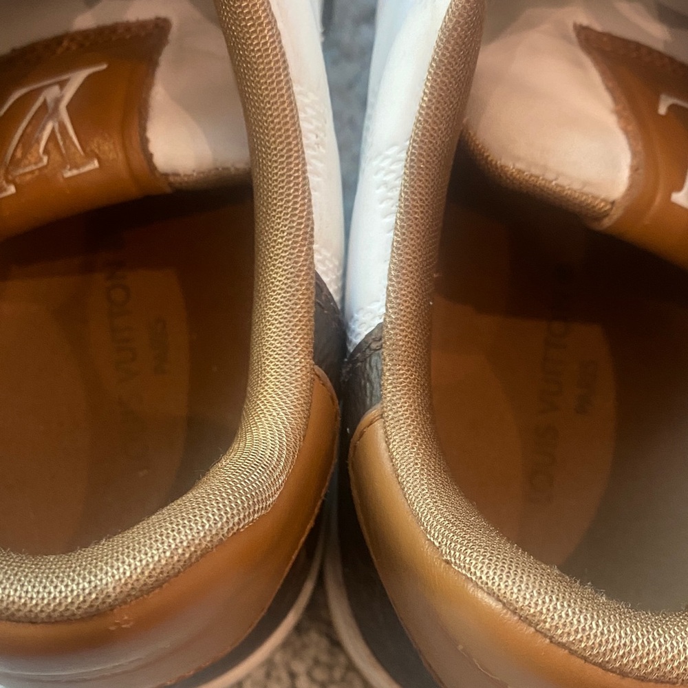 Louis Vuitton Men's White and Brown Logo Sneakers - Picture 6 of 11
